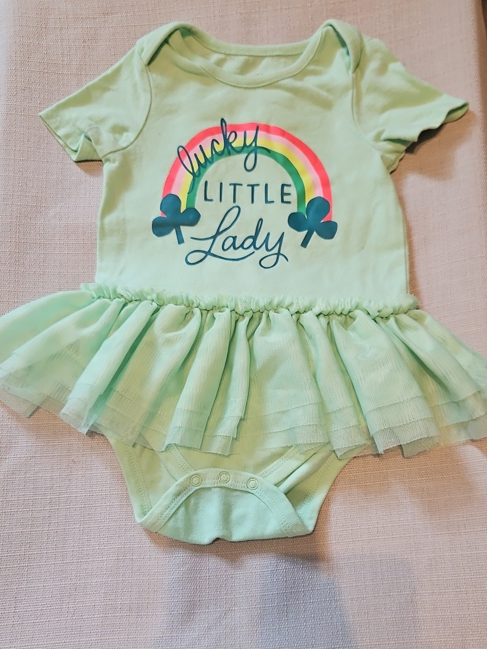Cat & Jack Mint Green Rainbow 'Lucky Little Lady' Tulle One-Piece